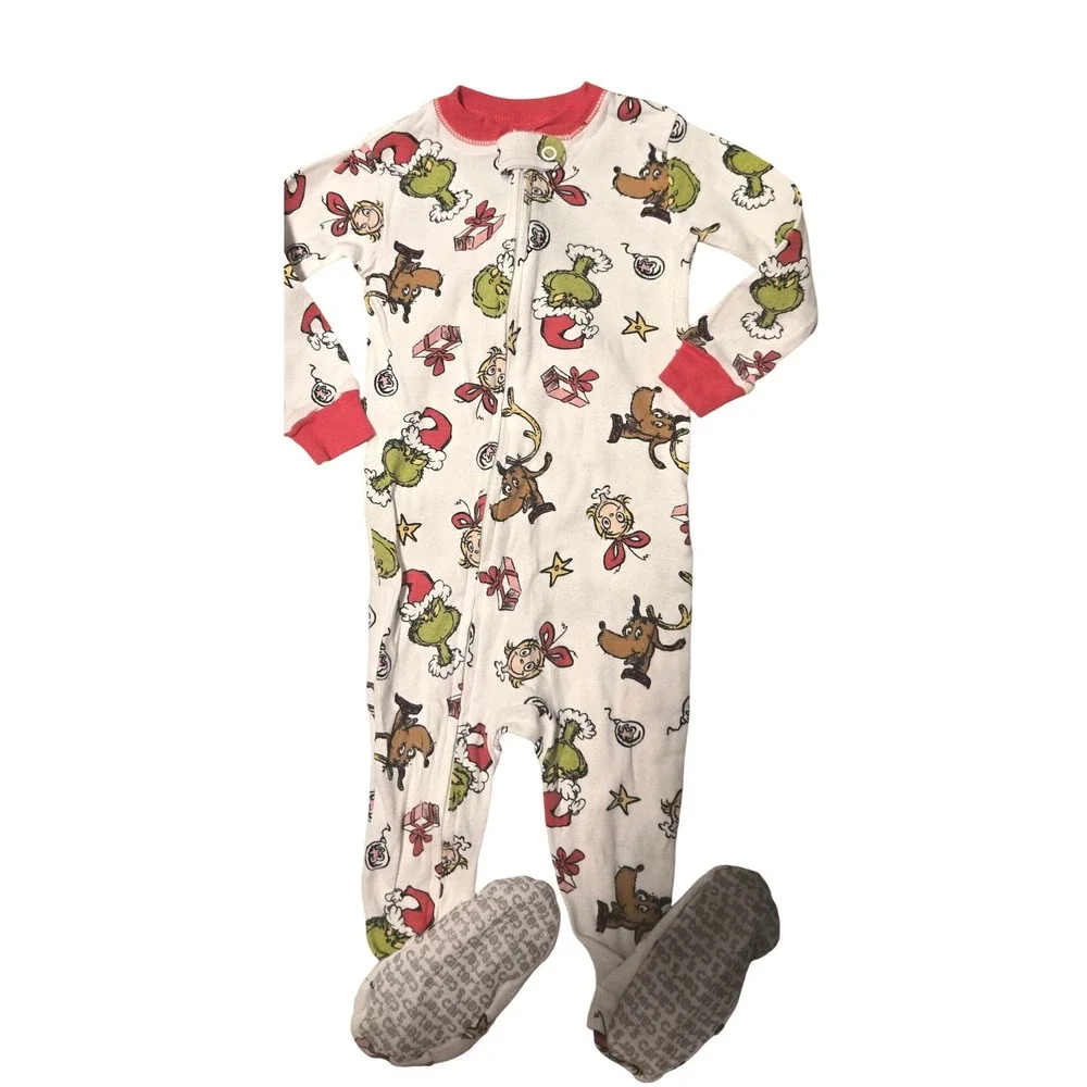Carters The Grinch Christmas Footed Pajamas Sleepwear Kids 12 Months